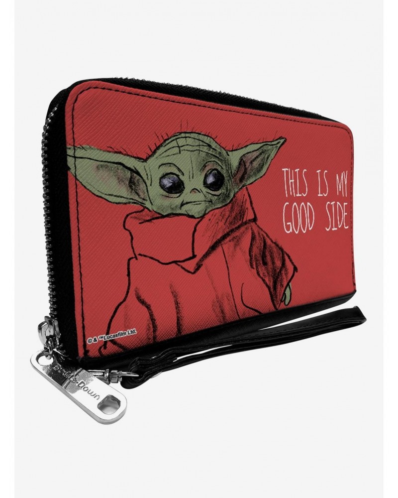 Star Wars The Mandalorian This is My Good Side Quote Red Zip Around Wallet $11.17 Wallets