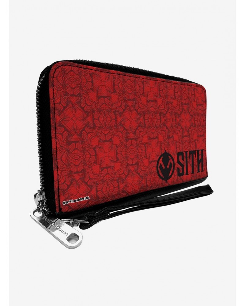 Star Wars Sith Trooper Sith Icon Collage Reds Black Zip Around Rectangle Wallet $14.83 Wallets